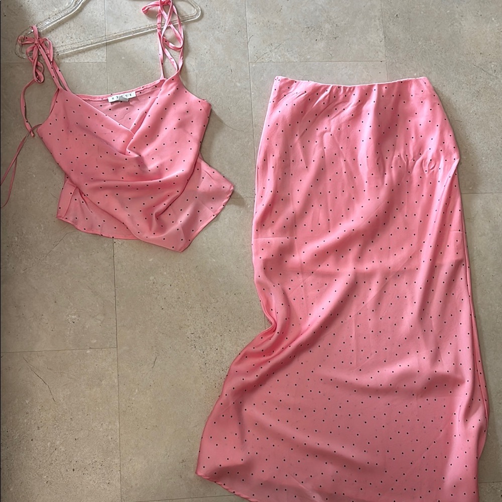 HYFVE Pink Polka Dot Tank and Skirt Set
